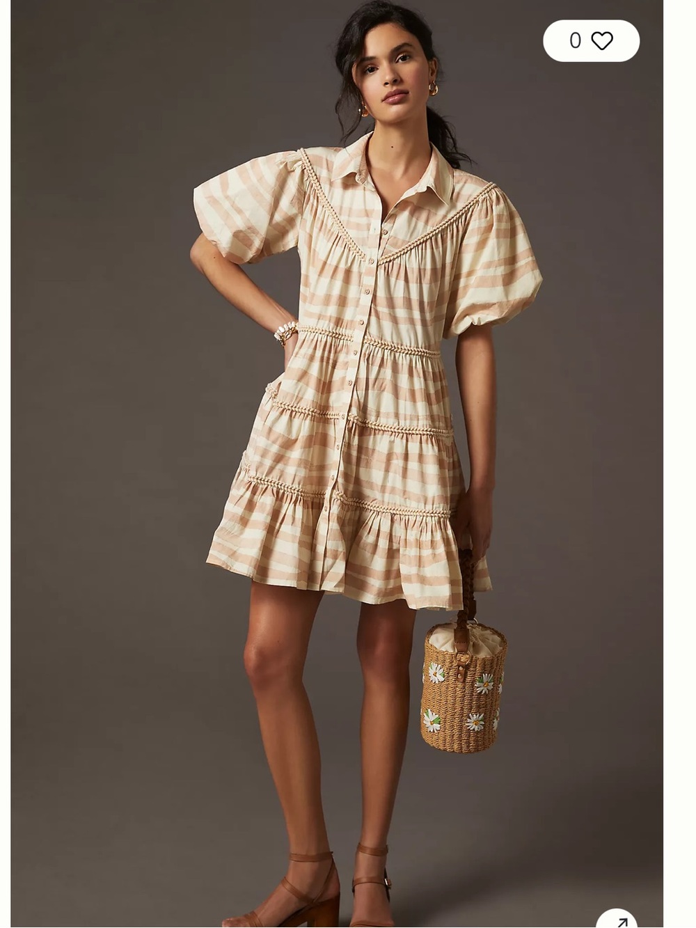 Anthropologie Let Me Be Embroidered Tiered Mini Dress, XS